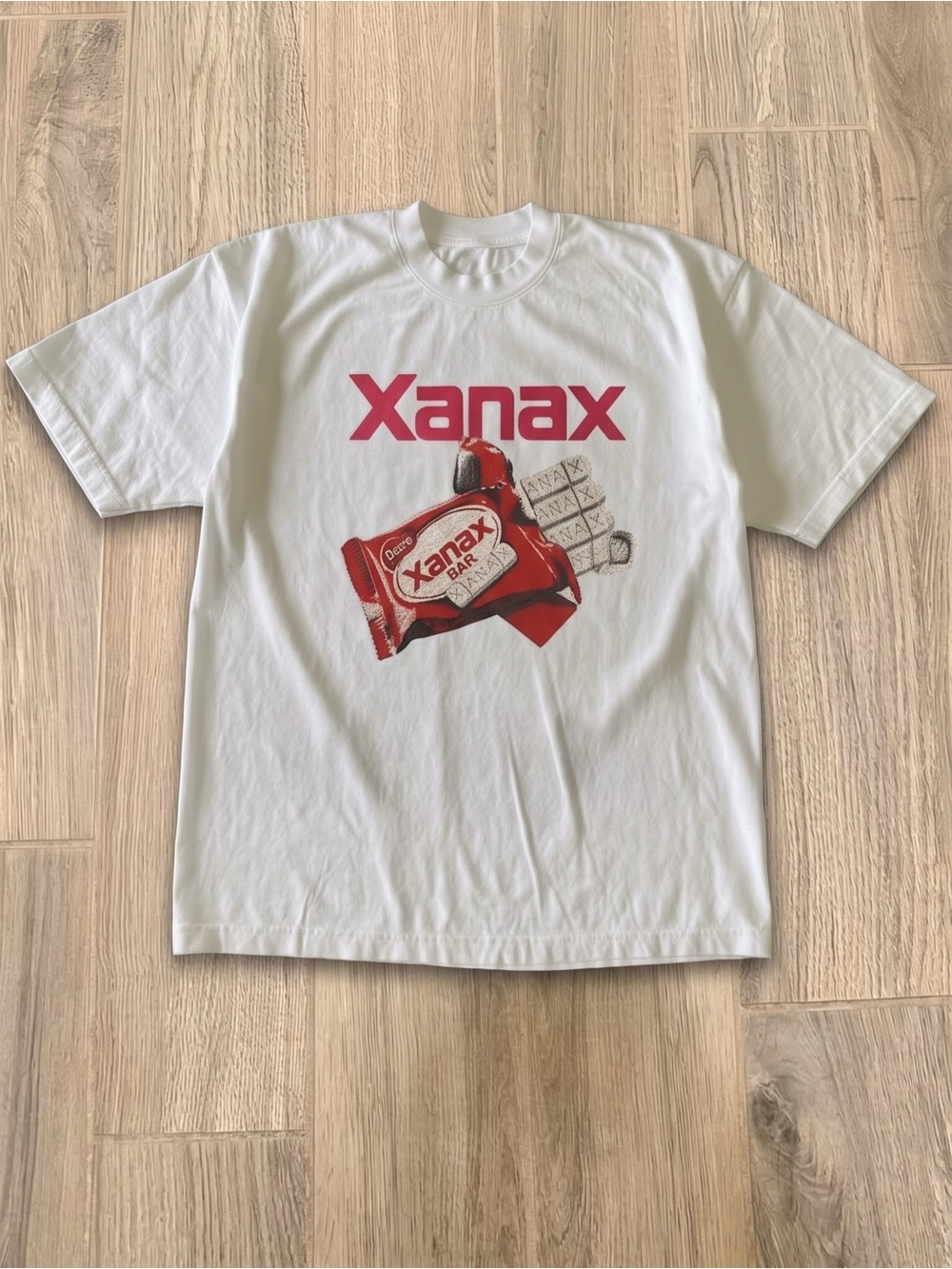Xanax Bar Candy Wrapper Parody White
Edgy Streetwear Graphic T-Shirt